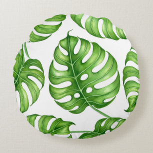 Coussins Ronds Motif d'aquarelle Monstera