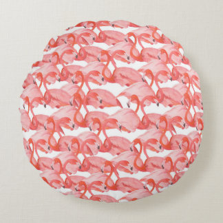 Coussins Ronds Motif d'aquarelle transparente avec flamingo petit