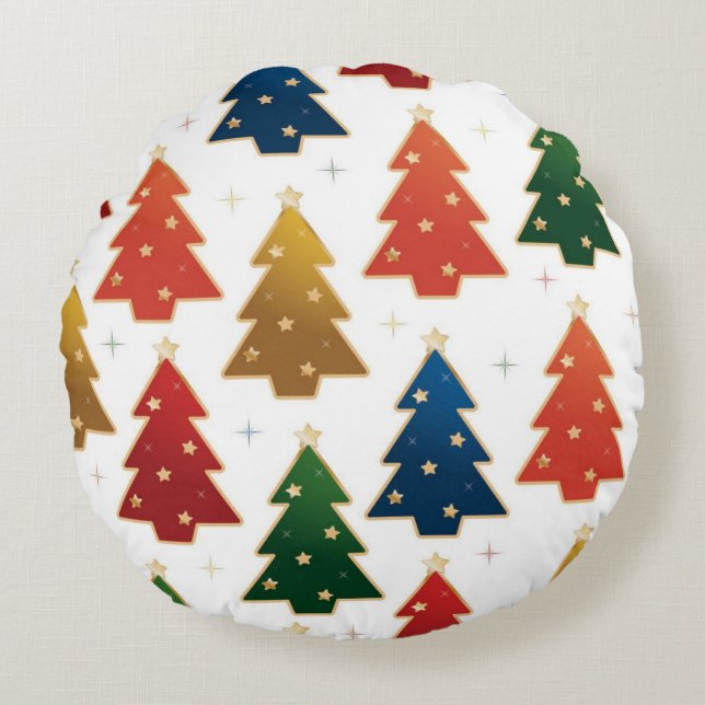 Coussins Ronds motif d'arbre de Noël (Devant)