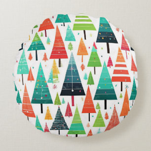 Coussins Ronds Motif d'arbres de Noël colorés