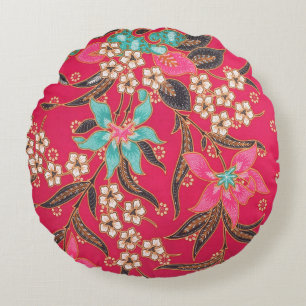 Coussins Ronds Motif d'art batik indonésien
