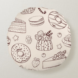 Coussins Ronds Motif d'art en ligne de délices de boulangerie mon
