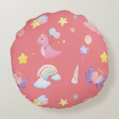 Coussins Ronds Motif de ballon arc-en-ciel rose doux dinosaure (Dos)