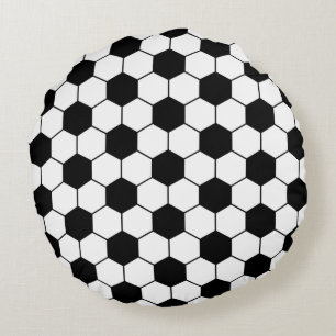 Coussins Ronds Motif de ballon de football adapté Noir Blanc