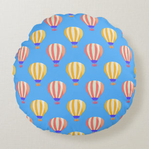 Coussins Ronds Motif de ballons à air chaud rouge et jaune