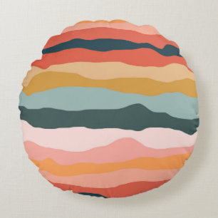 Coussins Ronds Motif de bande de corail terrestre coloré Abstrait