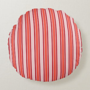 Coussins Ronds Motif de bande verticale rose rouge