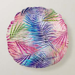 Coussins Ronds Motif de basculement Feuilles d'aquarelle Abstrait