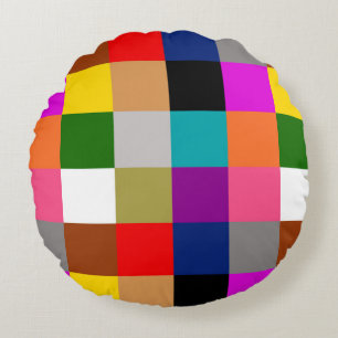 Coussins Ronds Motif de blocs de couleur audacieux et colorés