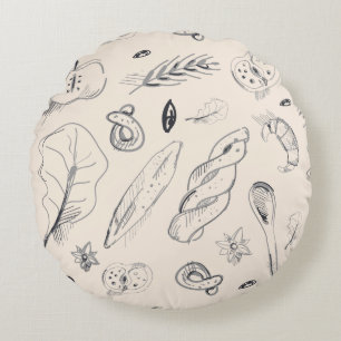 Coussins Ronds Motif de boulangerie & friandises dessinés à la ma