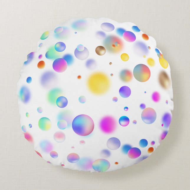 Coussins Ronds motif de boules flottantes 3D. Aucun groupe (Devant)