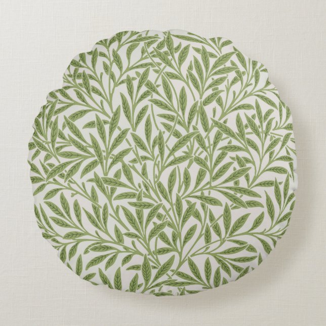 Coussins Ronds Motif de branches feuillues vertes  (Devant)