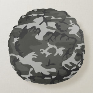 Coussins Ronds Motif de Camouflage gris, Motif militaire, Armée