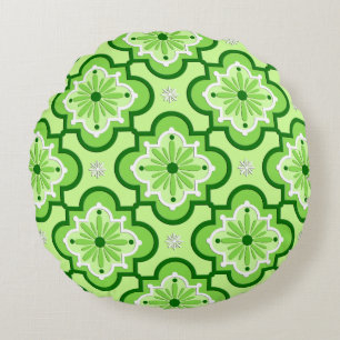 Coussins Ronds Motif de carreaux marocains - Vert Citron