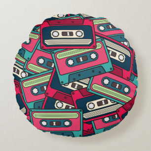 Coussins Ronds Motif de Cassette Irrégulière Et Colorée. Uniq