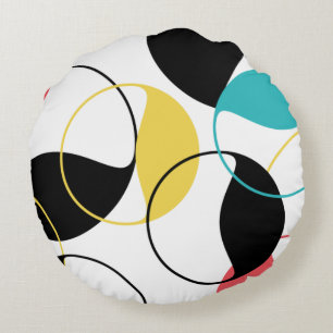 Coussins Ronds Motif de cercle géométrique coloré et joyeux