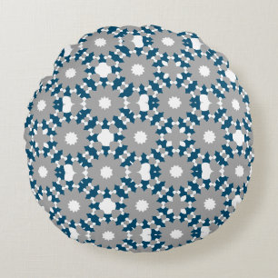 Coussins Ronds Motif de cercles connectés gris bleu océan blanc