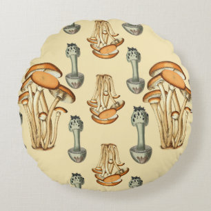 Coussins Ronds Motif de champignons floraux Whimsical