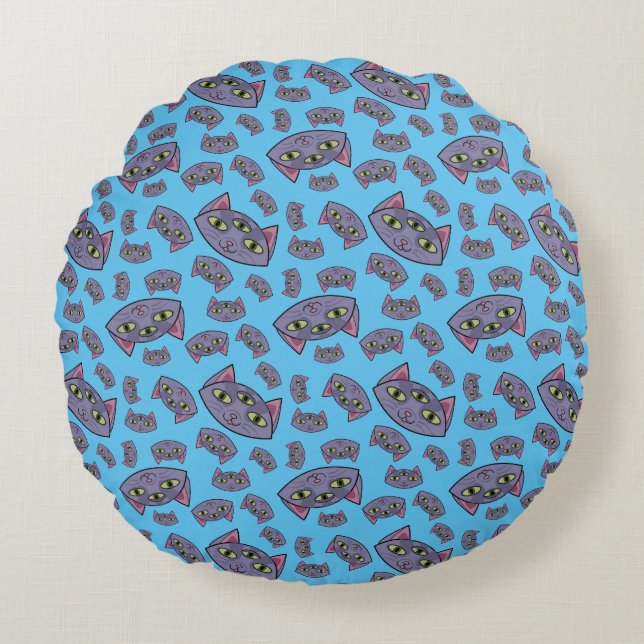 Coussins Ronds Motif de chat Alien (Devant)