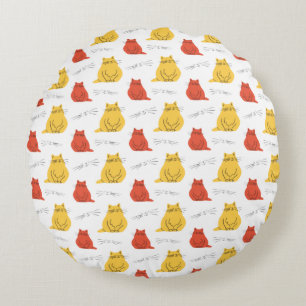 Coussins Ronds Motif de chat orange et jaune mignon