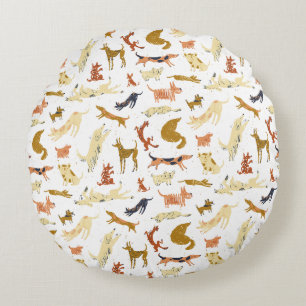 Coussins Ronds Motif de chiens illustrés ludiques