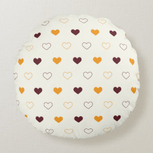 Coussins Ronds Motif de cœur avec des cœurs orange et marron