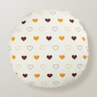 Coussins Ronds Motif de cœur avec des cœurs orange et marron