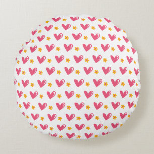 Coussins Ronds motif de coeur rose