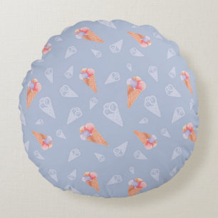 Coussins Ronds Motif de cônes de glace sucrés