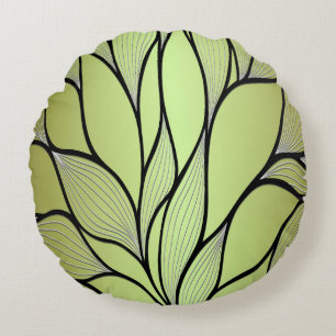 Coussins Ronds Motif de congé créatif vert olive