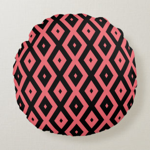 Coussins Ronds Motif de corail et de diamant noir