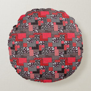 Coussins Ronds Motif de courtepointure florale patchwork rétro