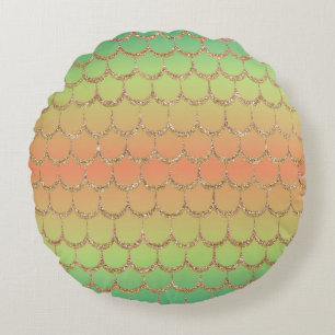 Coussins Ronds Motif de dégradé pastel à écailles de sirène de co