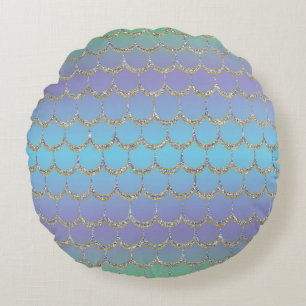 Coussins Ronds Motif de dégradé pastel à écailles de sirène de co
