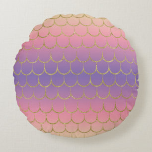 Coussins Ronds Motif de dégradé pastel à écailles de sirène de co