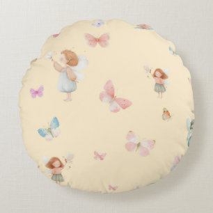 Coussins Ronds Motif de fée pastel Design de nurserie papillon mi