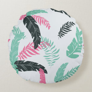 Coussins Ronds Motif de feuille botanique tropicale