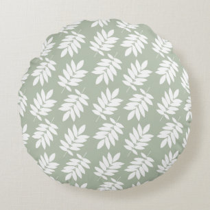 Coussins Ronds Motif de feuille d'aîné 2 voies vert + blanc