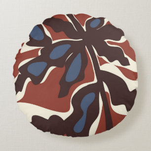 Coussins Ronds Motif de feuille rétro abstrait