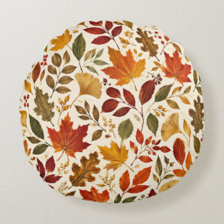 Coussins Ronds Motif de feuilles d'automne