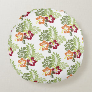 Coussins Ronds Motif de feuilles florales tropicales 