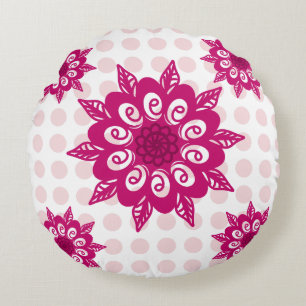 Coussins Ronds Motif de fleur de kaléidoscope abstrait coloré Thr