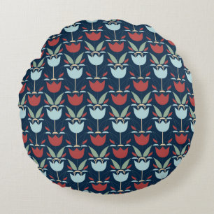 Coussins Ronds Motif de fleurs géométriques, ornement, multicolor