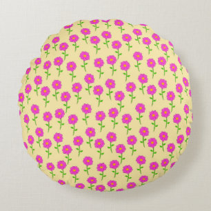 Coussins Ronds Motif de fleurs répétées avec des fleurs rose vif