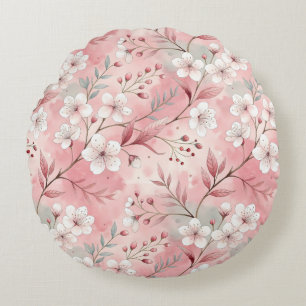 Coussins Ronds Motif de fleurs Sakura rose
