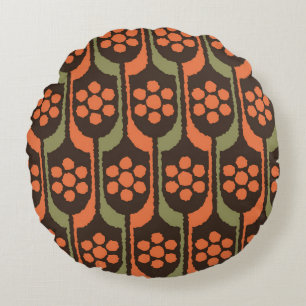 Coussins Ronds Motif de fleurs sans joint or orangeles années 50,