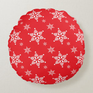 Coussins Ronds Motif de flocon de neige, Flakes blancs, Neige, Ro