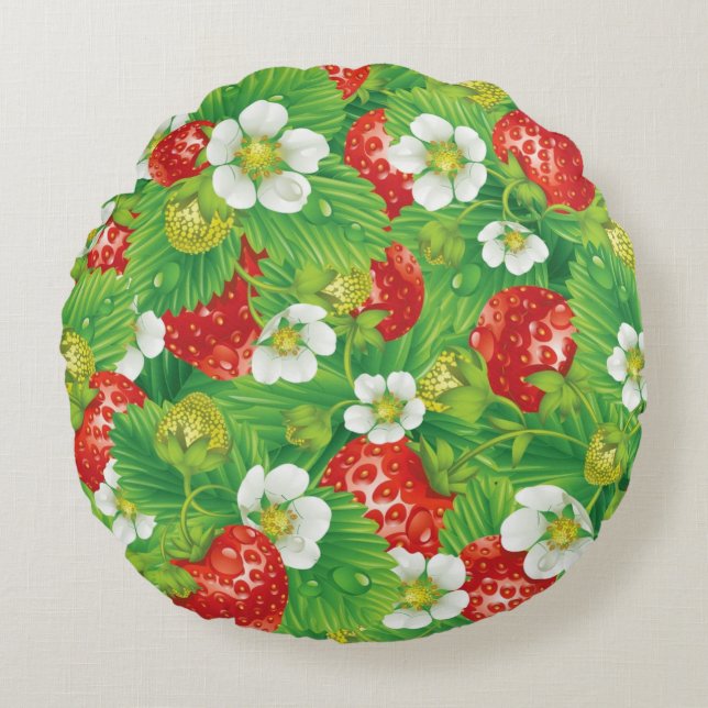 Coussins Ronds Motif de fraises (Devant)