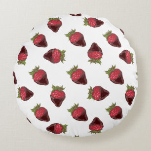 Coussins Ronds Motif de fraises couvertes de chocolat