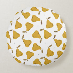 Coussins Ronds Motif de fruit de poire jaune mignon